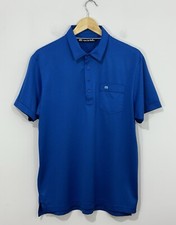 Travis Mathew Mens Polo L Pima Cotton Blend Blue Short Sleeve Pocket Logo