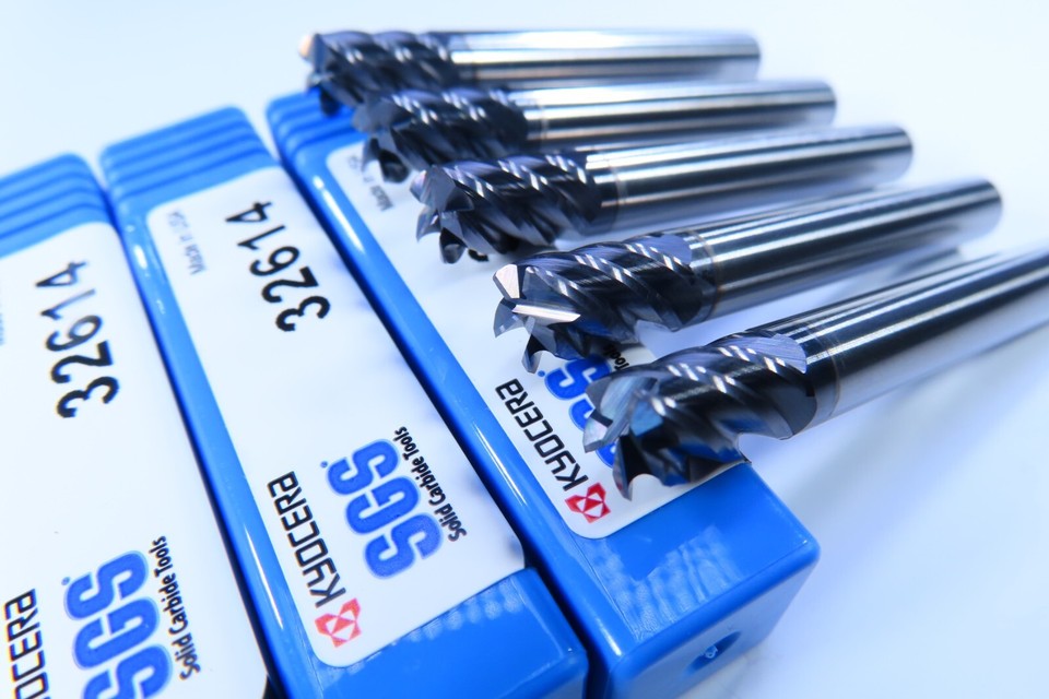 KYOCERA SGS 32664 1/2" 5-Flute Solid Carbide End Mill - V-CARB Milling Tool (Made In USA)