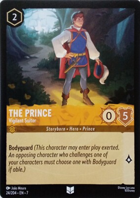24/2004 THE PRINCE VIGILANT SUITOR EN7 UNCOMMON DISNEY LORCANA CARD