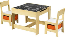Tavolino Bambini 3 in 1, Set Tavolo E Sedie per Bambini Con Lavagna Rimovibile E