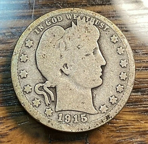 1915 Barber Quarter Nice Original Good CHRC