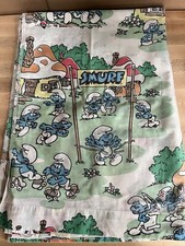 VINTAGE 1980'S WALLACE BERRIE CO PEYO SMURF CHILD'S TWIN BED FLAT SHEET ONLY