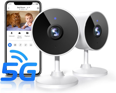 [5G & 2.4G] 2K Indoor Security Camera for Home Security, AI Voice Change for 2-W
