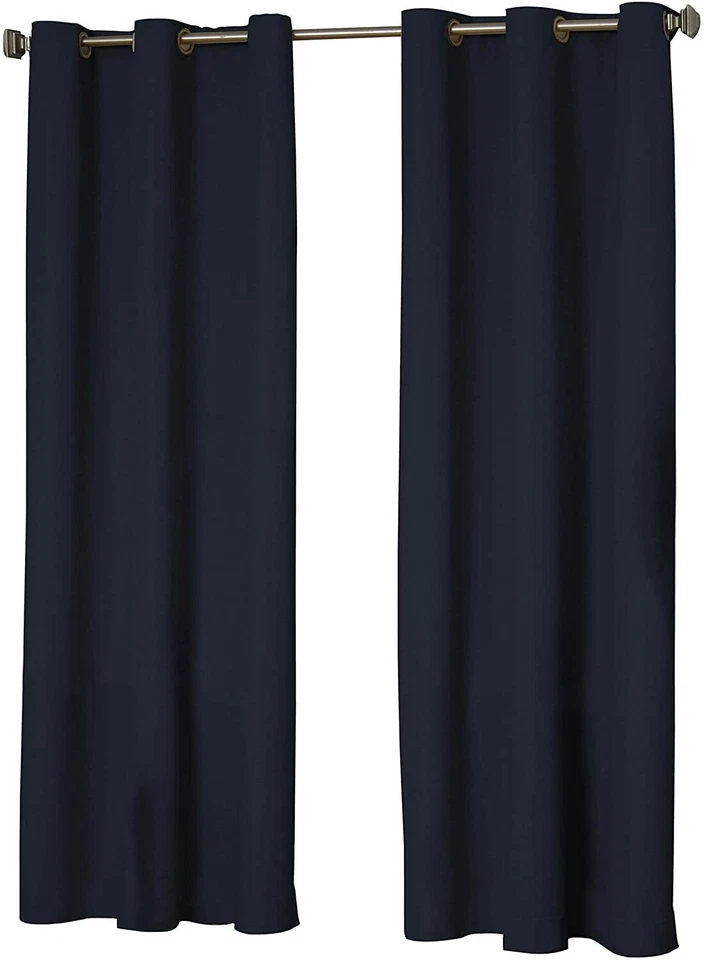 ECLIPSE Microfiber Insulated Blackout Window Curtains NAVY 42 x 95 2 PIECE set - Image 2 of 4