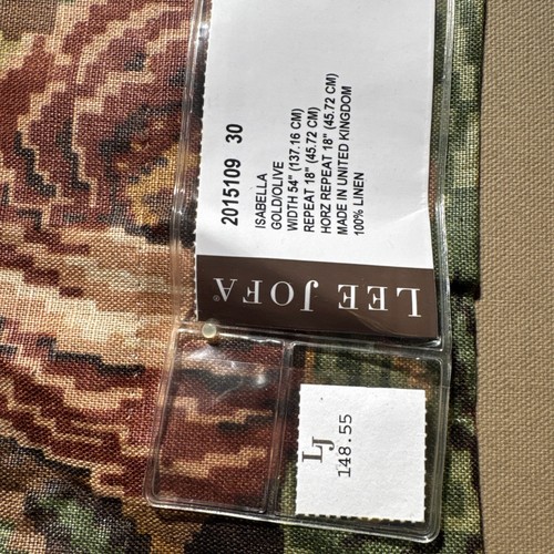 Lee Jofa Isabella Gold Olive Linen Decor Fabric Large Sample #5 - Picture 6 of 9