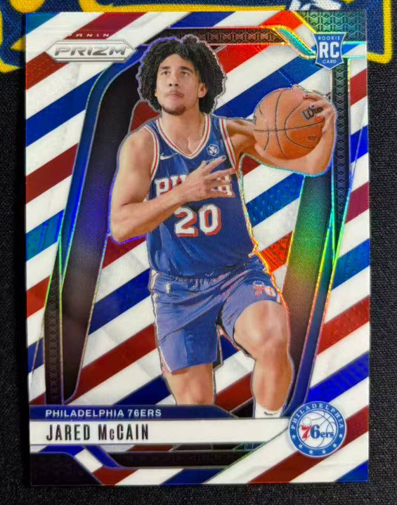 Jared McCain 2024-25 Panini Prizm Red White Blue RC 76ers #222