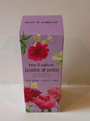 Love & Nature Jasmine & Peony Eau de Toilette Spray 2 Oz. Perfume New Vegan 