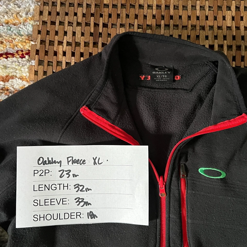 Oakley Tech флис полный молнии куртка черный красный зеленый мужской размер XL - Изображение 3 из 3