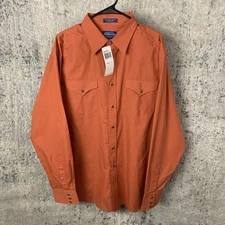 NEW Pendelton Frontier Shirt XL Pearl Snap Western Orange Long Sleeve Men