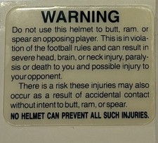 1990s Style Football Helmet Warning Label - 14 Mil - Forest Green On Clear