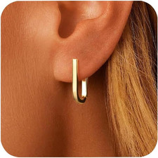 925 Sterling Silver Hoop Earrings for Women, Hypoallergenic 14K Gold Plated Smal