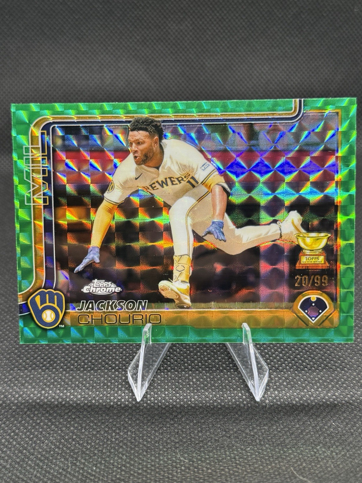 2025 Topps Chrome - Jackson Chourio #262 Green Geometric Refractor /99