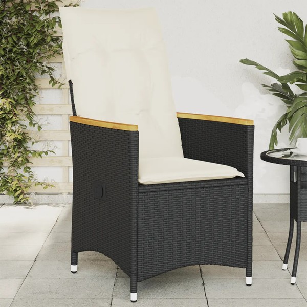 Poly Rattan Gartensessel Verstellbar Mit Kissen Schwarz FüR Terrasse-image