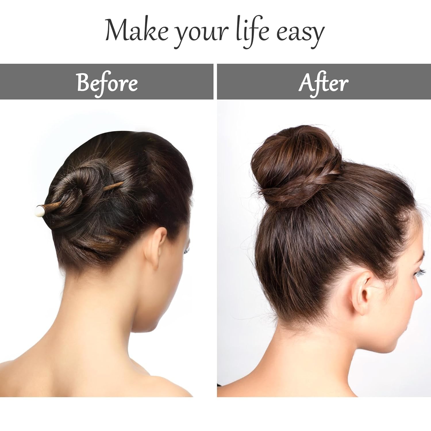 HOFASON Hair Bun Maker Donut 12 Pcs, Medium Sock Brown-12Pcs-Size M 