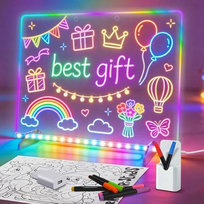 LED Zeichenbrett 35x25cm 8 Farben 6 Modi Kreativspielzeug für Kinder Geschenk
