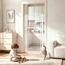 56" Extra Tall Pet Gate for Cats 29.5-33.5" Wide Pressure Mount Clear Acrylic