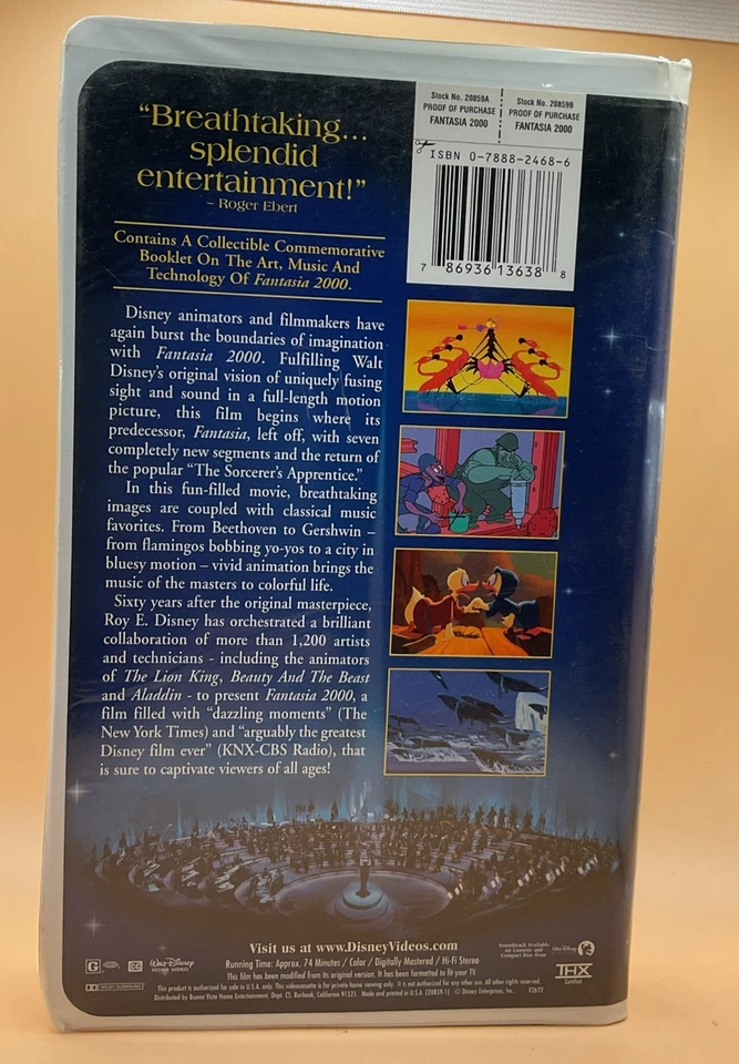 Fantasia 2000 VHS Disney Clamshell Acceptable-G Condition **Buy 2 Get 1 Free** Foto 2 de 3