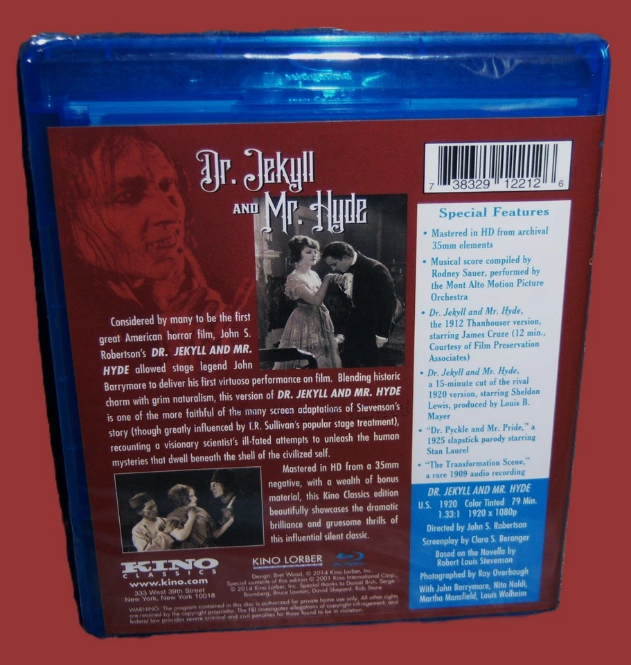 NEW KINO CLASSICS JOHN BARRYMORE DR. JEKYLL AND MR. HYDE DELUXE BLU RAY 1920 - Image 2 of 2