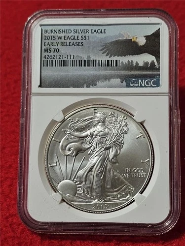 2015-W  Silver Eagle Dollar ASE NGC MS 70 EARLY RELEASES BURNISHED        #T1285