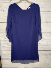 NWT SLNY Cape-Like Sleeve Knee Length Evening Shift Dress Women Size 4 Purple