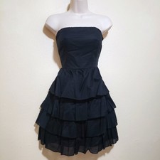 Express Black Strapless Tiered Layered Ruffle Dress Size 8 Coquette Gothcore