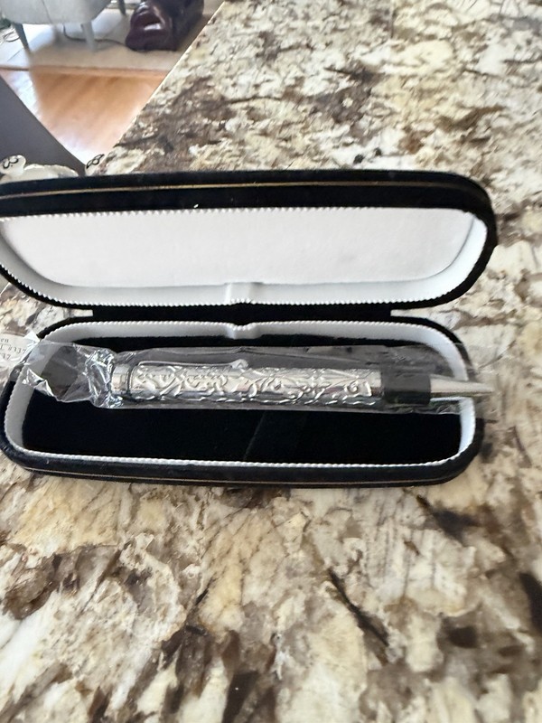Vintage Pelikan Brocade Ball Point Silver Metal Pen in box