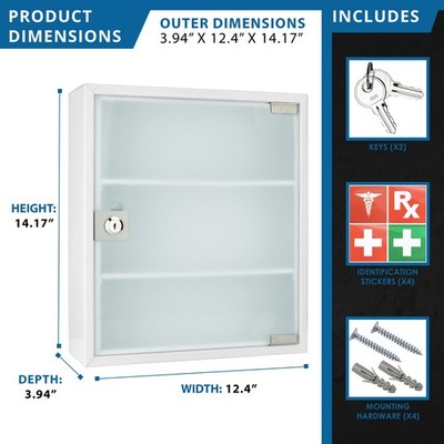 Barska 14'' X 4'' X 12'' Key Lock Box Medicine Cabinet for Hospital Medical Clinic