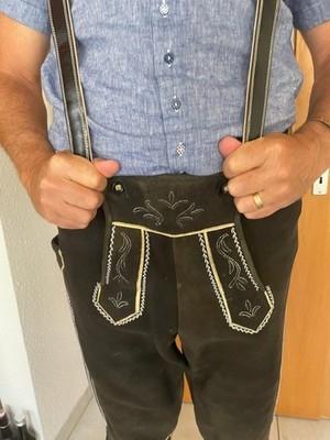 Lederhose Oktoberfest Hirsch Wildleder Bestickt. Größe 26, Fa. Moser