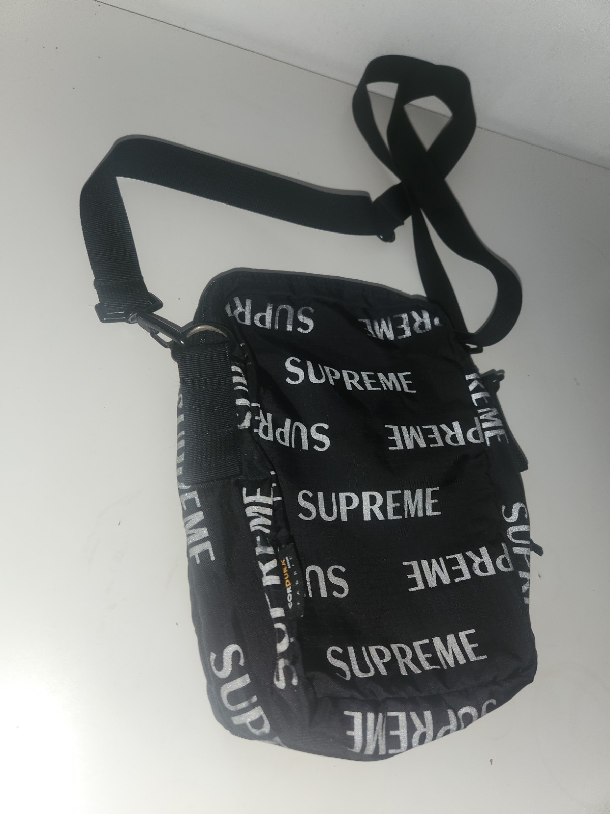 FW16 Supreme 3M reflective repeat black shoulder bag Cordura fabric Rare thumbnail 3
