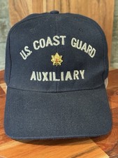 U.S.COAST GUARD Auxiliary Hat Cap Adjustable w/stick Pin Silver Embroider Letter