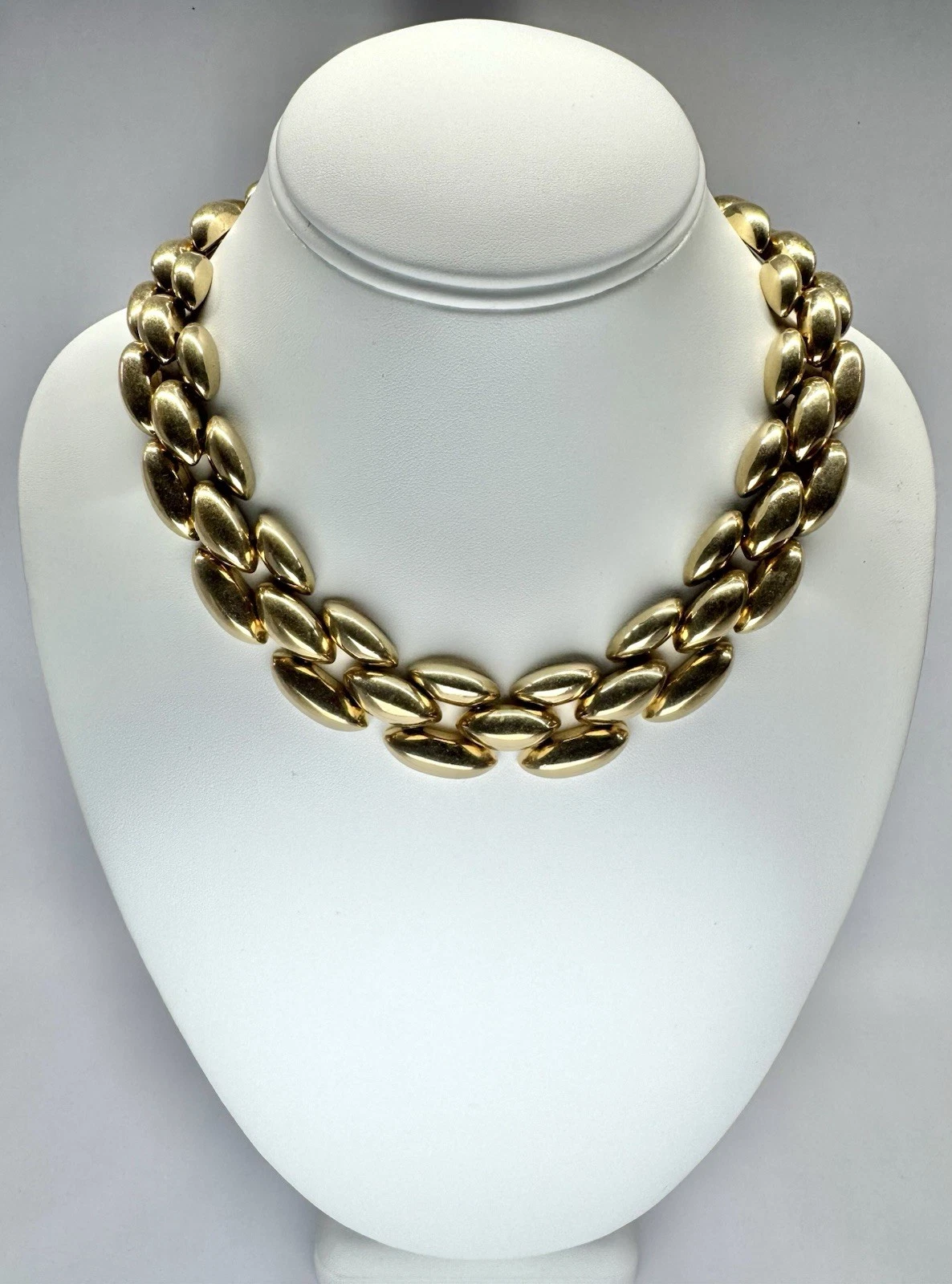 CINER Chunky Gold Tone Choker/Collar Heavy Vintage Necklace Jewelry N107