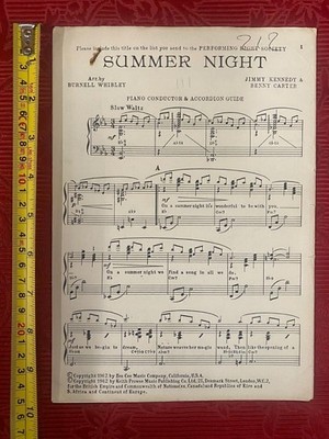 Vintage Noten ''Sommernacht'' für Klavier REF00062