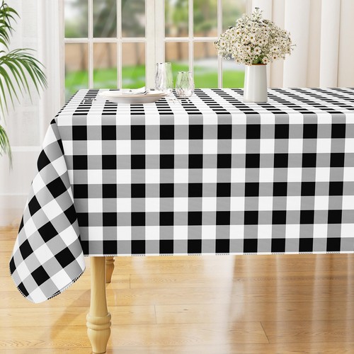 Rectangle Waterproof Vinyl Table Cloth, Buffalo Flannel Backed Tablecloth, Wi...