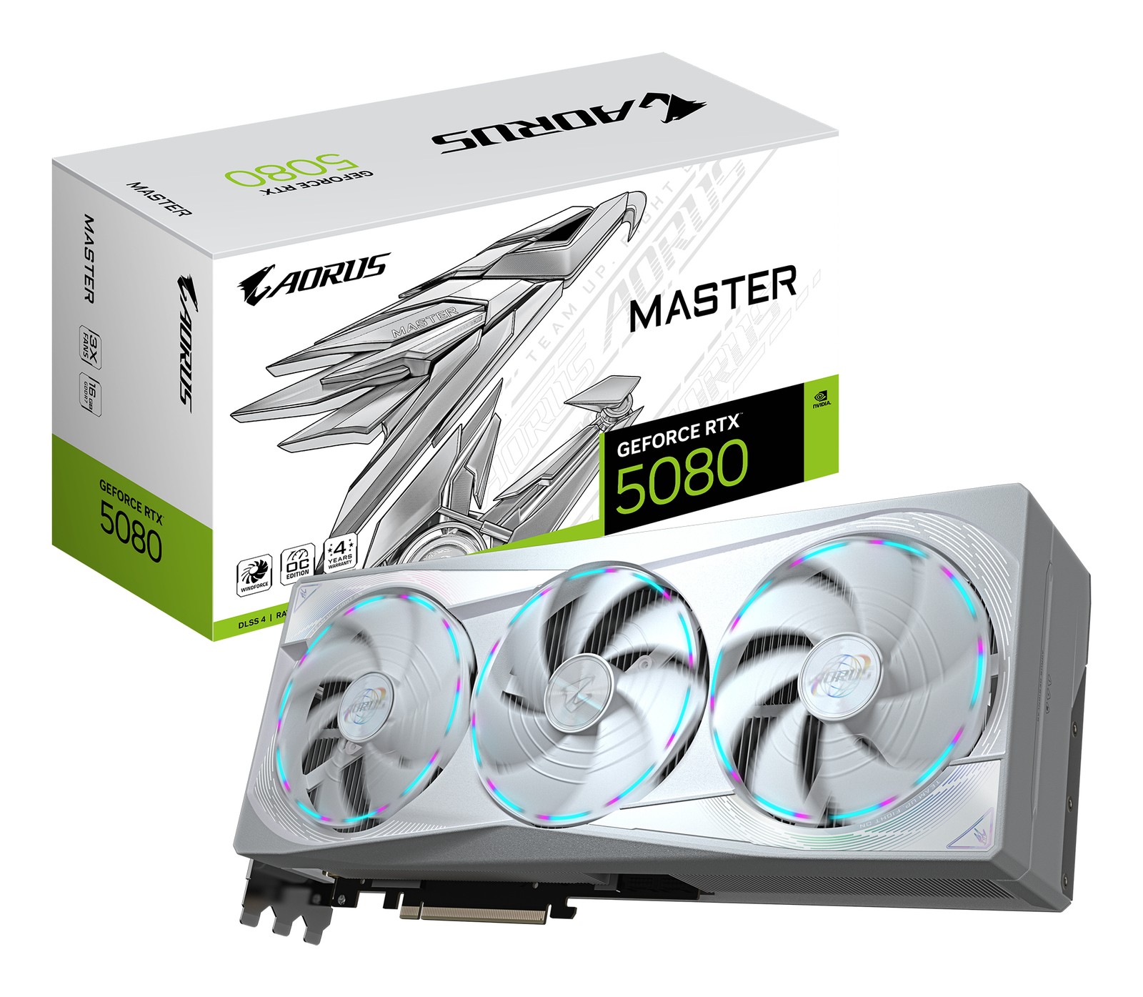 GIGABYTE AORUS GeForce RTX 5080 MASTER ICE 16G Graphics Card - 16GB GDDR7,