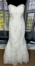 David's Bridal V3508 Wedding Dress Ivory Size 6 Strapless Sweetheart Beaded