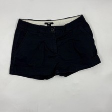 H M Chino Shorts Womens 4 Black Twill Flat Front Pockets Zip Fly Button Cotton