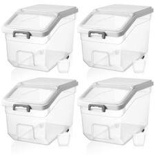 4 Pcs Rice Storage Container 28 lb Airtight Flour Container with Wheels Measu...