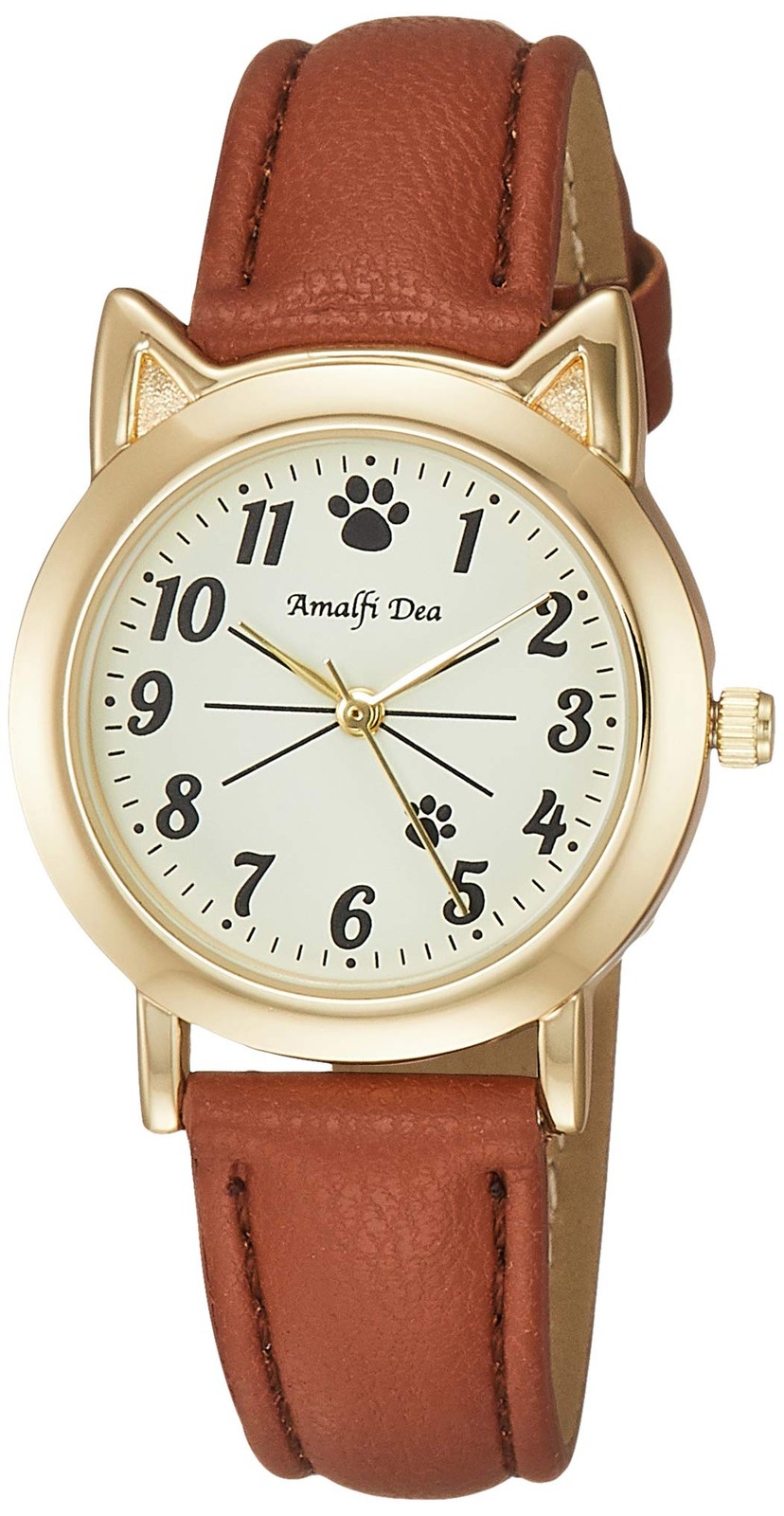 Amalfidia Leather Strap Cat Alias Watch Waterproof Analog White Design - vintagewatches.pk