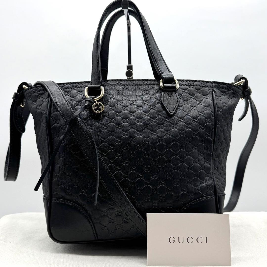 Gucci GG Microguccissima Black Leather 2-Way Shoulder Bag Preowned Excellent Condition
