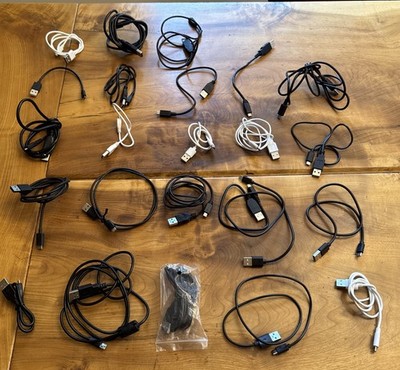Lot of 23 USB-A to Micro-USB Charging Cables   Mixed Lengths   Bulk Chargers