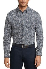 Calvin Klein Men Extra Slim Fit Stain Shield Performance Dress Shirt Blue Sz L