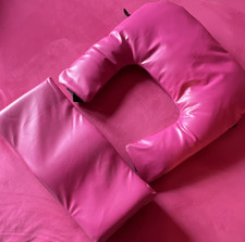 Yesindeed Pink Faux Leather Face Cradle and Massage Pillow Set for Massage Table