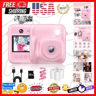 Kids Camera Instant Print, 48MP Selfie Digital Camera for Kids Christmas Birt...