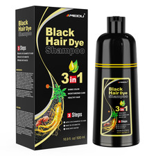 MEIDU Black Hair Dye Shampoo 3 in 1 for Gray Hair, Semi-Permanent Hair Color