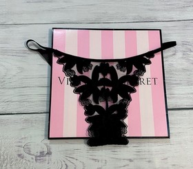 Victoria's Secret LUXE Unlined Appliqu&eacute; Embroidered Demi Brazilian Bra Set Black