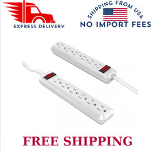 4 ft. 6-Outlet Power Strip with 45 Degree Flat Angle Plug, White 2-Pack 