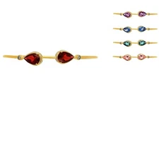 18K Gold Over Brass Pear Cut Gemstone with CZ Bangle Bracelet for Women TGB1003