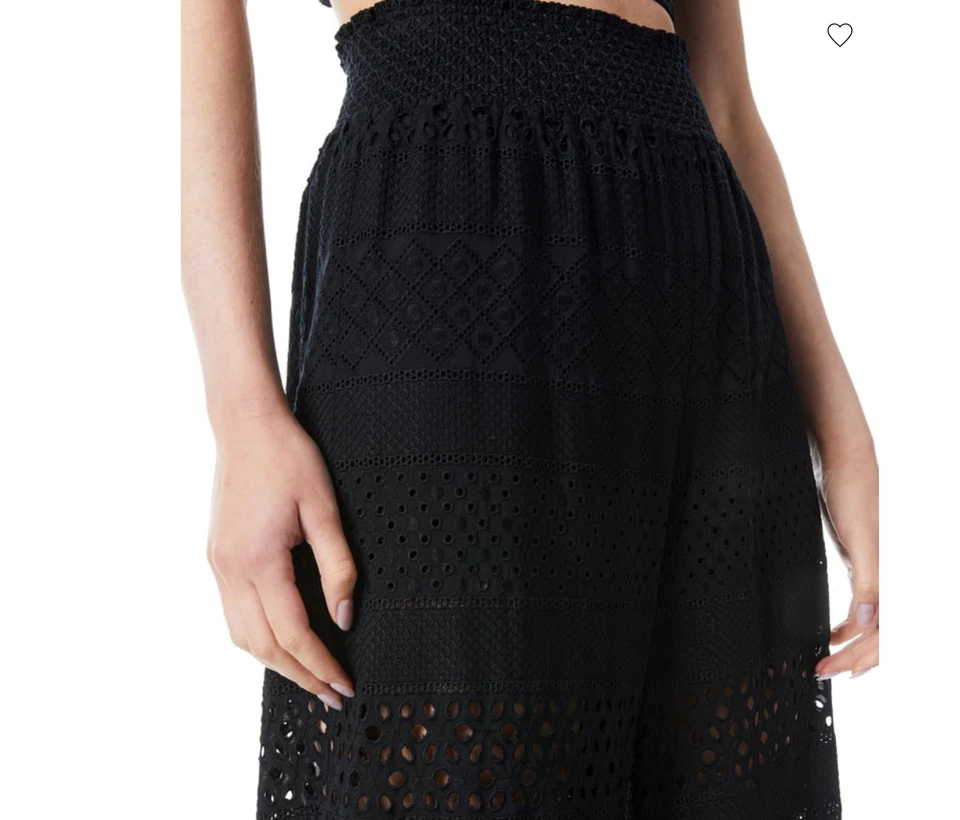 Pantalones para mujer Alice+Olivia Russell cintura alta ojales pierna ancha negros talla mediana Foto 2 de 4