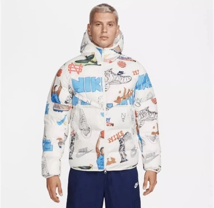 Nike Bold School Primaloft Storm Fit Puffer Jacket White Mens Size S FZ2288-133