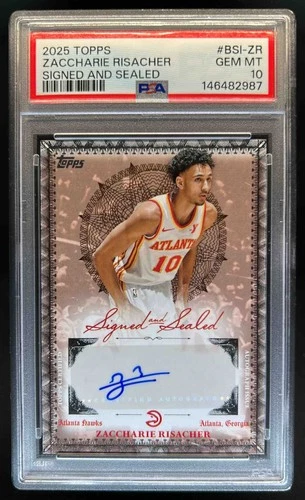 2025-26 Topps Zaccharie Risacher Signed and Sealed Auto #BSI-ZR Hawks PSA 10